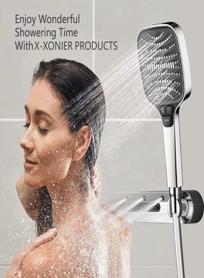 X-XONIER® Luxury thermostat Shower set System 4in1 shower panel with large Overhead Rainfall (Silver) - Image 4